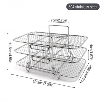 Ye yu multifunctional detachable layer air fryer accessories can be put into the oven square and round multi-layer grill household drain rack 3-layer stainless steel square rack