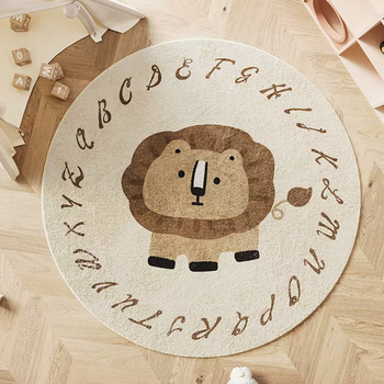 Yusenyi children's room carpet, bedroom bedside rug, round climbing mat, thickened and scrubable girls' study floor mat, standing lion (super soft and comfortable) for customization, please contact customer service (returns and exchanges are not supported)