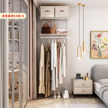 Platinum-resistant metal cloakroom custom open wardrobe bedroom walk-in storage rack clothes hanger wall storage rack 0.8m walker 0.8m-6 delivery to home package installation