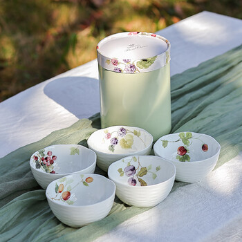 Mokushin japan imported narumi lucysgarden narumi 11cm lucy garden bone china bowl tableware gift box set 11cm bowl 5-piece set (original gift box)