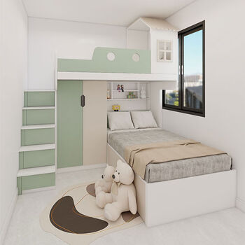 Pupan shenzhen hong kong house customized bunk bed double bed small apartment bedroom modern simple furniture house package delivery to door and installation included