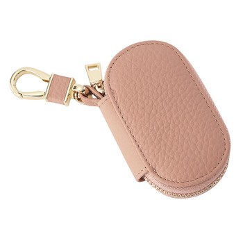 Kuqi kangaroo (kuqidaishu) new first-layer cowhide universal model zipper car key bag key cover portable storage large pattern bean pink