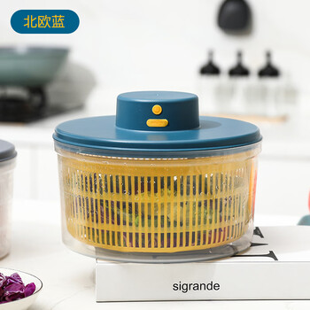 Jingbai electric dehydrator salad vegetable household drainage and dryer fruit manual drainage basket kitchen tools vegetable basin ordinary model 3l-standard high translucency nordic blue