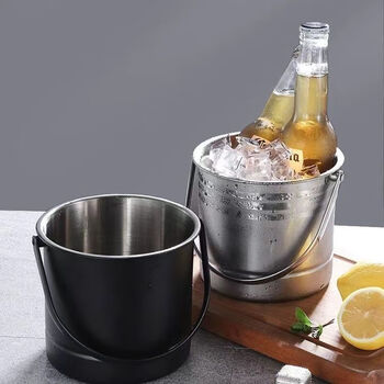 Jian yang stainless steel ice bucket commercial bar ktv special beer red wine creative ice bucket ice grain bucket bar champagne bucket 1 pack 1 liter ice bucket with water-proof sheet and clip
