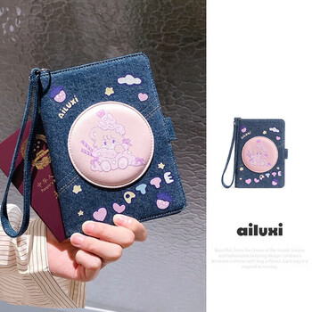 Ailuxi's new cute co-branded passport storage bag, large capacity hand wallet and card bag, two-in-one birthday gift for girlfriend