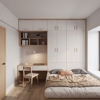 Pupanwu custom-made small bedroom, bed and wardrobe integrated into the whole small apartment with cubic meters. customized gold. consult customer service to take the photo.
