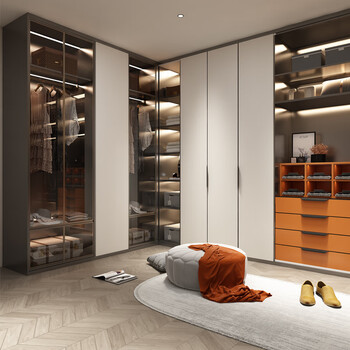 Shantou lincun shanghai whole house customized imported egg board cabinets bedroom wardrobe sliding door bunny cloakroom light luxury design e0 grade daya solid wood particle board, cabinet + door panel, projected area with door and cabinet installation x deposit x 1 square meter