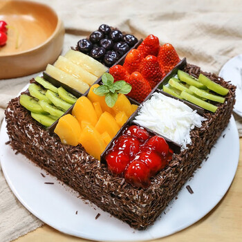 Jingji fresh fruit chocolate birthday cake delivered within the same city for boyfriend and girlfriend party meal gifts up to 2 pounds per day