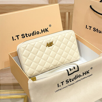 Fion long wallet 2025 new genuine leather women's multi-layered clutch bag with exquisite long clip as a gift for girlfriend on chinese valentine's day. off-white hong kong counter gift box set