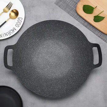 Korean grilling pan, medical stone non-stick barbecue plate, induction cooker, household barbecue plate, commercial outdoor cassette stove, teppanyaki 34cm open flame