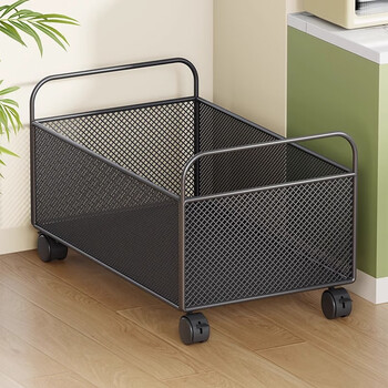 Julihui household vegetable storage rack floor-standing removable fruit and vegetable storage basket kitchen vegetable basket storage trolley black small size - with wheels