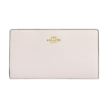 Coach 18 fashionable simple solid color pebbled leather wallet small women's chalk color basic pack (bag + dust bag)