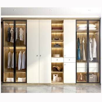 Hualeji wardrobe whole house customization integrated walk-in customized wardrobe cloakroom home bedroom cabinet customization customized prepayment order a bedding set worth 888 yuan, and provide testing at the store installation with doors and cabinets_0 square meters
