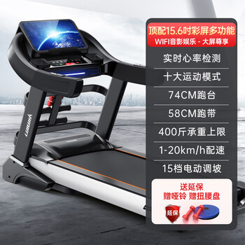 Lijiujia treadmill folding large gym special sports treadmill adult home 15.6 color screen ultra丨wifi audio and video entertainment