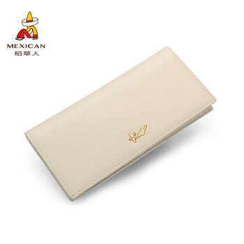 Scarecrow women's wallet first layer cowhide multifunctional coin purse multiple card slots zipper clutch birthday gift for mom long style-white