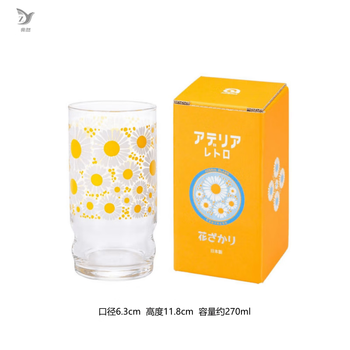 Zhaoran new product imported from japan ishizuka glass printed glass water cup beer cup flat bottom milk juice cup gypsophila 270ml
