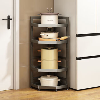 Jian yang's new kitchen corner rack multi-layer floor-standing three-legged pot rack corner pot and small appliance storage storage rack multi-functional four-story height 81 long 31