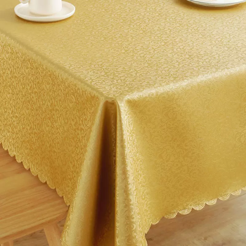 Yusenyi pu tablecloth no-wash oil-proof, waterproof and hot-proof tablecloth white pvc rectangular coffee table dining table restaurant transparent golden evergreen 80x120cm