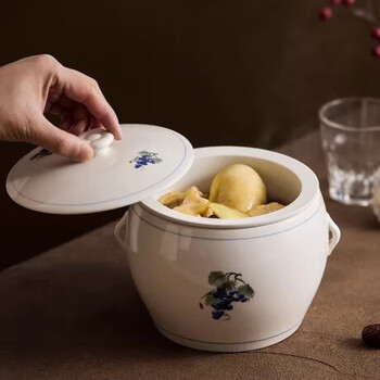 Wenzhi steaming cup minnan overflowing duck soup stewing cup ceramic large covered stewing cup water-proof stewing household filter liner high-end overflowing soup cup two-piece set - lid + cup body (steaming rack included)
