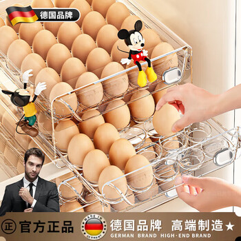 Wcz german egg storage box drawer-type refrigerator special household food-grade sealed fresh-keeping egg rack kitchen double-layer large 40 grid transparent color