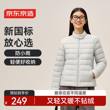 Jing tokyo made down jacket women's thin, fashionable and versatile 25 new winter style thick warm jacket soft mist gray m