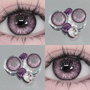 Victoria's new new care solution purple color contact lens half-year disposable mixed blood with degree student party natural contact lenses genuine belle sweet purple 14.5mm buy 2 pairs and get free 200 degrees