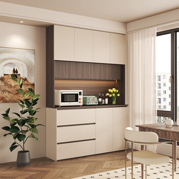 Jwqe light luxury high-end medieval style sideboard multi-functional storage cabinet wine cabinet guest restaurant chinese tea high cabinet 24h style 200cm long cream white + snowy double door