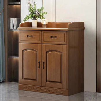 Solid wood sideboard living room wine cabinet tea cabinet multi-functional kitchen tea cabinet home preparation cabinet cupboard cabinet 0.8 meters two doors (walnut color)