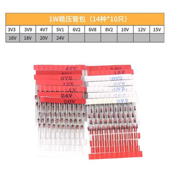 Zave direct plug-in zener diodes, 14 types of 1w zener diodes, 10 pieces each