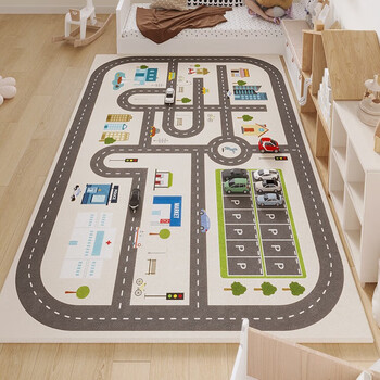 Yushang zhenpin cartoon living room carpet living room children's climbing mat home crawling mat sofa bedside rug bedroom floor mat crystal velvet dream micro city 120*160cm