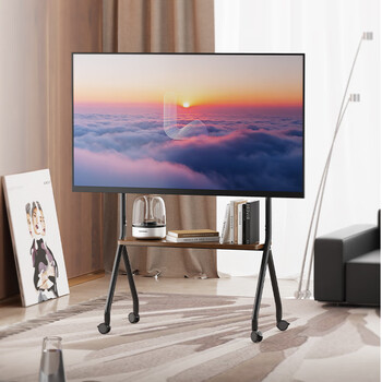 Ruigu tv mobile stand tv stand floor wheel art cart suitable for xiaomi skyworth 65/75/85 inch hanger home theater drama chasing office meeting truffle black 40-75 inch art fashion cart