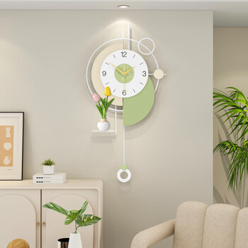 Yunya creative modern style simple high-end clock wall hanging restaurant clock wall clock home fashionable atmosphere living room decoration simple creative cream flower wall clock 35*70cm