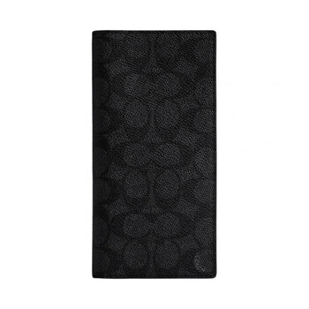 Coach breast pocket 9 classic presbyopia bifold design coated canvas wallet women's charcoal colored charcoal colored black