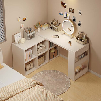 Shanshan wood art corner computer desk home study table bedroom dresser bookshelf integrated l-shaped corner office desk
