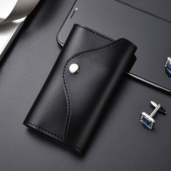 Ye yu leather key bag men's large capacity multi-function universal car keychain women's waist hanging compact household key bag buckleless version - black 6 key positions pratt & whitney thin version