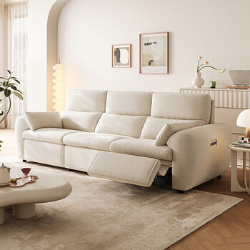 Lin's home fabric functional sofa living room 2025 new cat scratch cloth removable and washable sofa lin's wood industry g251 12-proof | left electric | 2.77 meters | fritillary white