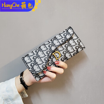 Ye yu's new european and american women's small wallet women's long three-fold student korean version coin purse women's card holder wallet black (dio long)