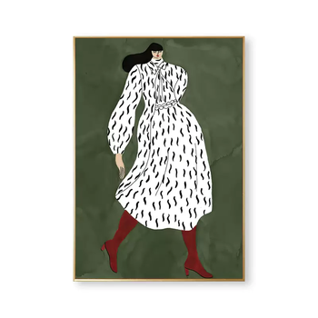 Yusenyi healing green living room porch decoration painting retro sofa french painting niche art character background modern girl light luxury gold aluminum alloy picture frame-art textured surface 40x60