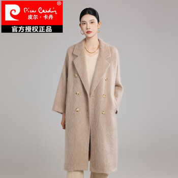 Pierre cardin 2025 autumn and winter new double-sided cashmere coat women's mid-length loose warm temperament versatile 100% brushed jacket camel s 90-115