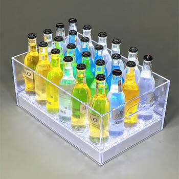 Fantasy bar luminous ice bucket new ice pattern beer frame customized wine bucket acrylic beer basket champagne bucket white 24 pack upgraded transparent style 30*21*18cm