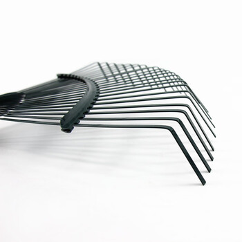 Sensitive grass rake gardening lawn deciduous wooden handle stainless steel pole 22-tooth iron rake rake head steel wire hard-tooth rake head + 1.2m wooden handle