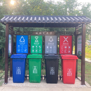 Customized antique garbage sorting kiosk, community drop-off station, outdoor painted community rainproof shed kiosk, stainless steel collection kiosk, antique style, no trash can included, please consult customer service for freight before placing an order. column 80*80