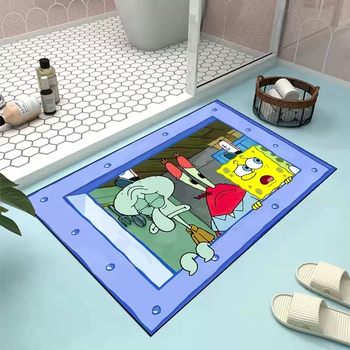 Yusenyi squidward absorbent baby bathroom sponge mud absorbent bathroom door non-slip quick-drying mat floor diatom squidward spongebob mr. crab 40cmx60cm