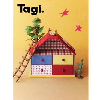 Tagi.<tapi house> imagination desktop small house decoration storage desktop makeup box jewelry box new year gift imagination bird
