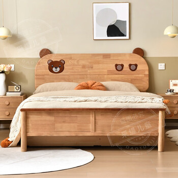 Caiti solid wood children's bed for boys and girls 1.2m single bed 1.5m teen bedroom bed storage bed home bed single bed + 10cm natural coconut palm mattress 120*190cm standard pine silent bed board