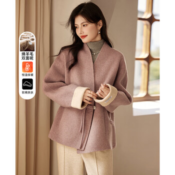 Shangjing wool coat women's 25th winter new product small loose comfortable short chinese style double-sided wool coat women