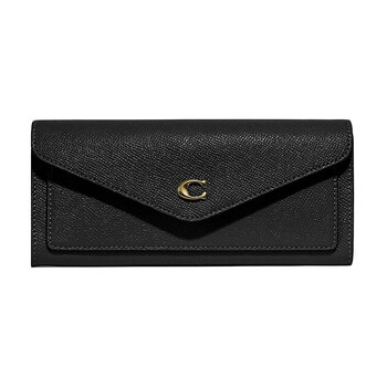 Coach wyn 20 fashionable flip long soft leather wallet regular women's black basic pack (bag + dust bag)