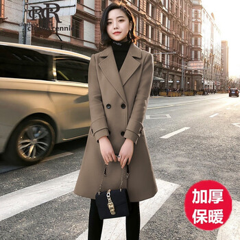 Clotho renniee woolen woolen coat women's mid-length 2025 autumn and winter new temperament women's fit waist slim coat chocolate version thickened m