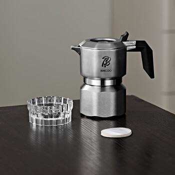 Bincoo316 pure stainless steel moka pot three double valve home coffee pot camping espresso machine stainless steel moka pot + filter paper powder distributor three valve