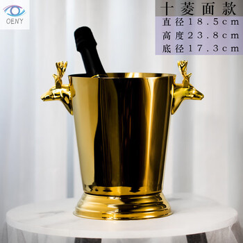 Oeny european light luxury champagne bucket creative diamond-shaped red wine ice bucket home beer ice bar ktv whiskey cooling golden deer head 5l
